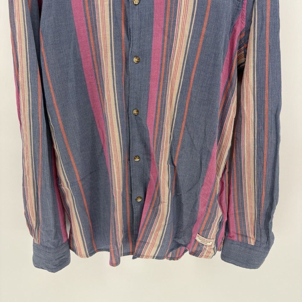 Scotch And Soda Men's Multi Colored Striped XL Organic Cotton Button Up Shirt - Picture 4 of 11